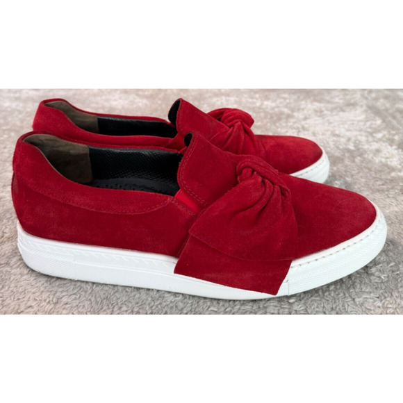 Paul Greene Mickey Red Suede Bow Sneaker Flats Womens Size 7 UK 4.5 - Picture 2 of 8